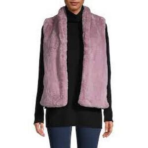 Catherine Malandrino Dusty Lavender Fuzzy Warm Sleeveless Open Vest Size XS